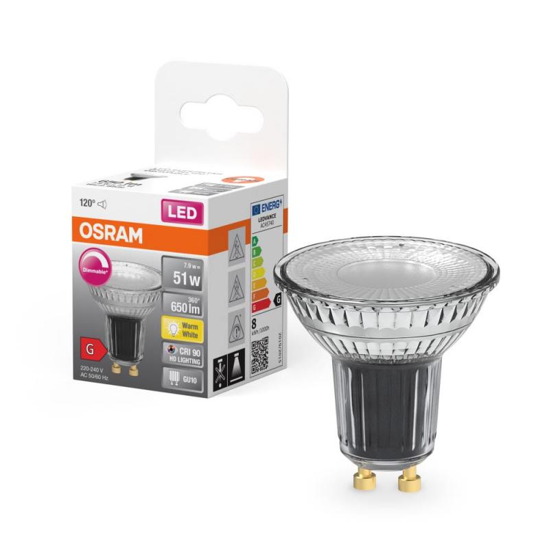 10x OSRAM Superstar LED GU10 Strahler PAR16 dimmbar 120° 7,9W wie 80W dimmbar warmweiß 2700K CRI90